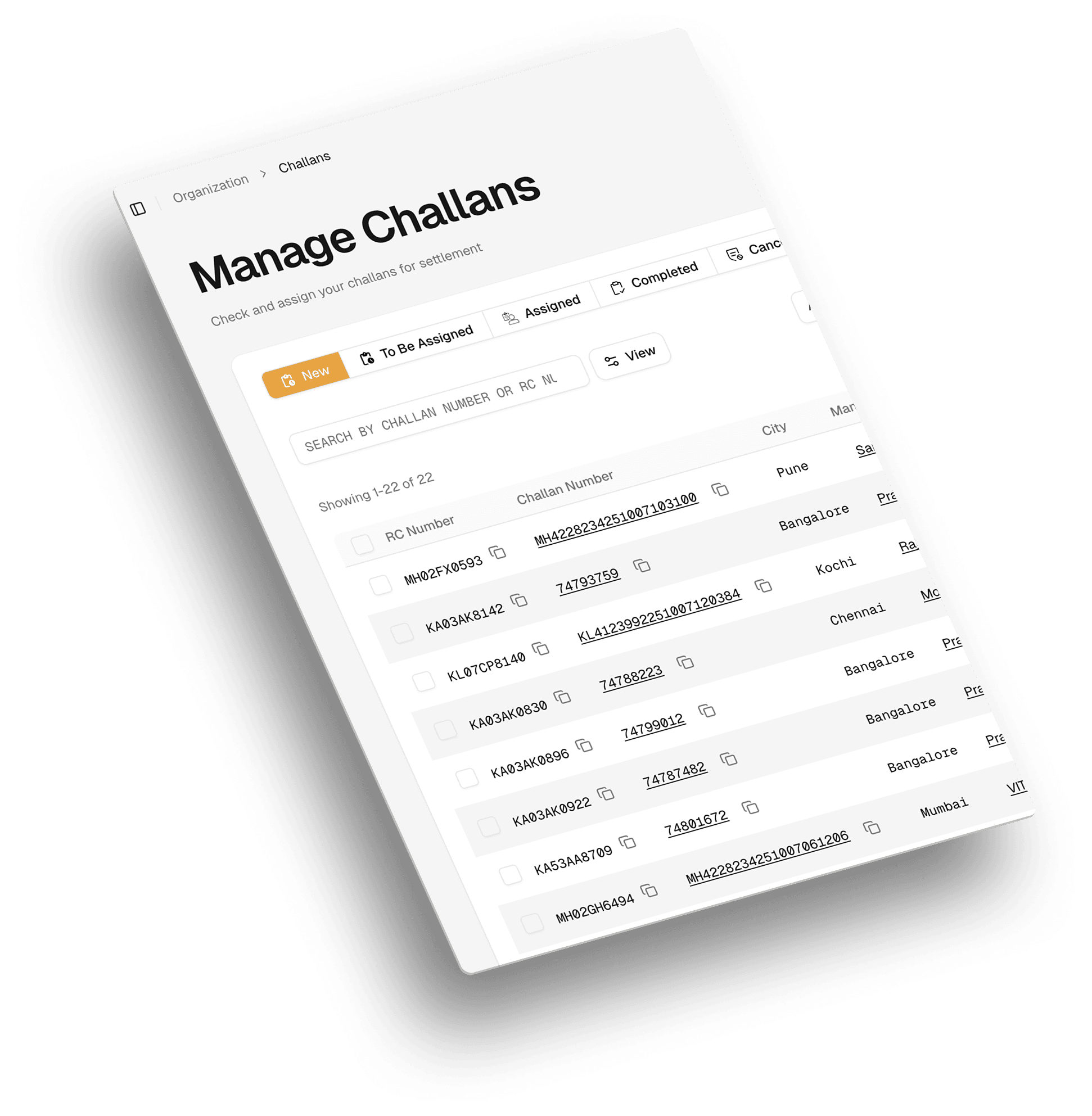 Fleet Management Software - Settings Dashboard